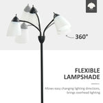 Arc Tree Floor Lamp 3 Adjustable Rotating Lights, with Steel Frame, 155cm, Black - Lamp from HOMCOM