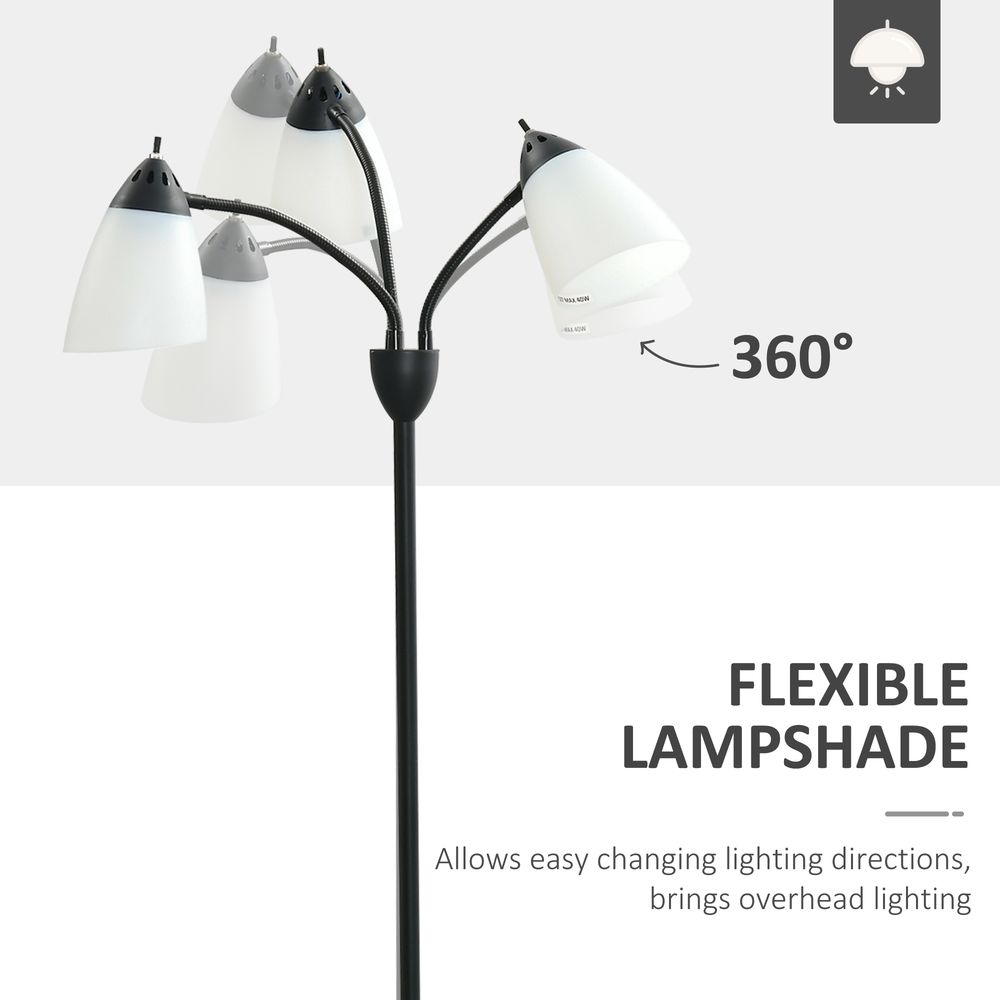 Arc Tree Floor Lamp 3 Adjustable Rotating Lights, with Steel Frame, 155cm, Black - Lamp from HOMCOM