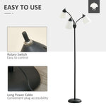 Arc Tree Floor Lamp 3 Adjustable Rotating Lights, with Steel Frame, 155cm, Black - Lamp from HOMCOM