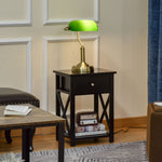 Banker's Table Lamp Desk Lamp w/Antique Bronze Base, Glass Shade and Pull Rope - Lamp from HOMCOM