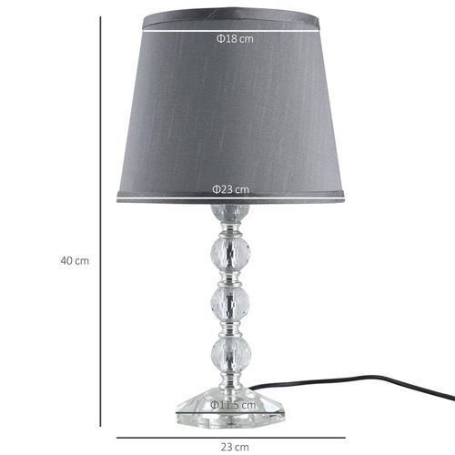 Crystallite Table Lamp w/ Fabric Lampshade Switch Beautiful Glass Elegant - Lamp from HOMCOM