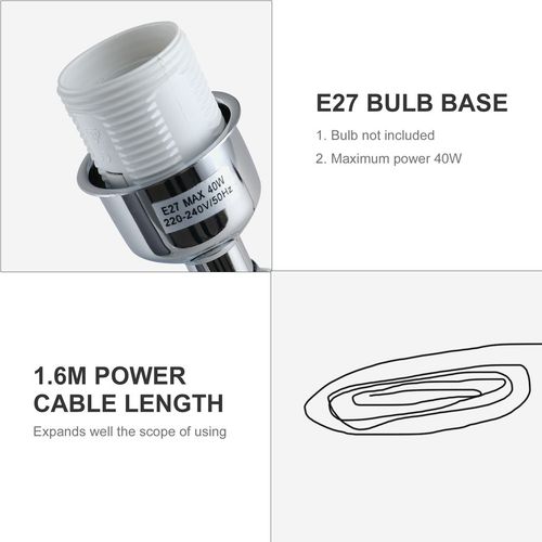 Crystallite Table Lamp w/ Fabric Lampshade Switch Beautiful Glass Elegant - Lamp from HOMCOM