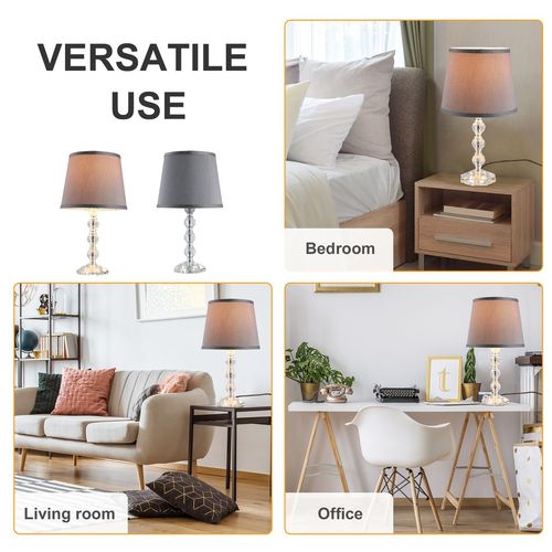 Crystallite Table Lamp w/ Fabric Lampshade Switch Beautiful Glass Elegant - Lamp from HOMCOM