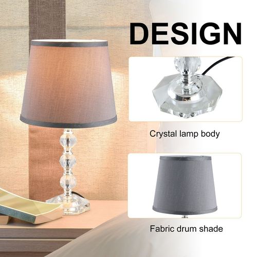 Crystallite Table Lamp w/ Fabric Lampshade Switch Beautiful Glass Elegant - Lamp from HOMCOM