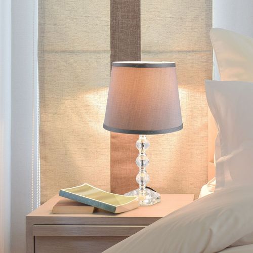Crystallite Table Lamp w/ Fabric Lampshade Switch Beautiful Glass Elegant - Lamp from HOMCOM