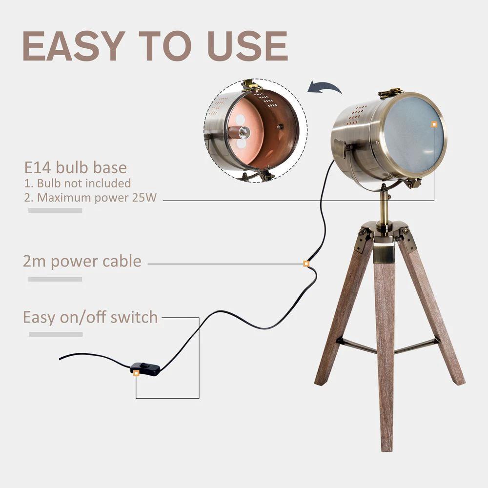 Floor Lamp, 33L-Wood/Bronze Colour by HOMCOM