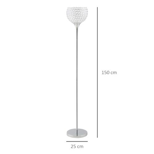 Floor Lamp with K9 Crystal Lampshade, E27 Bulb Switch Silver Lampshade - Lamp from HOMCOM