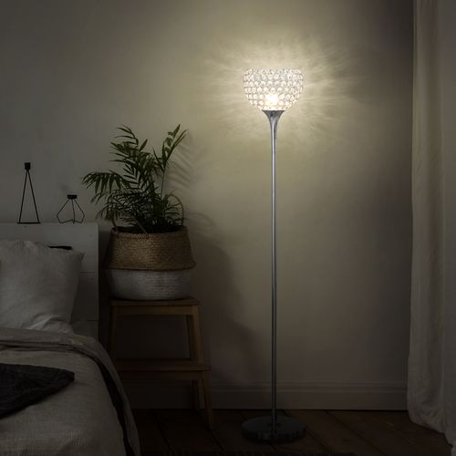 Floor Lamp with K9 Crystal Lampshade, E27 Bulb Switch Silver Lampshade - Lamp from HOMCOM