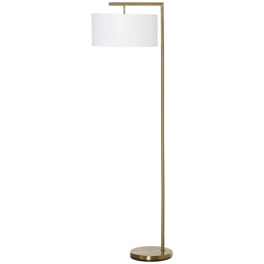 Floor Lamp with Linen Lampshade Round Base for Living Room Bedroom by HOMCOM