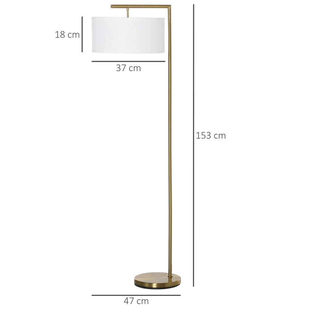 Floor Lamp with Linen Lampshade Round Base for Living Room Bedroom - Lamp from HOMCOM