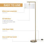 Floor Lamp with Linen Lampshade Round Base for Living Room Bedroom by HOMCOM