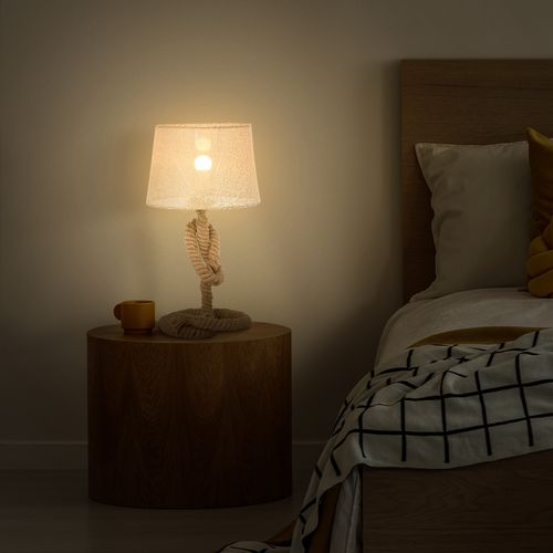 Hemp Rope Linen Shade Table Lamp Beige - Lamp from HOMCOM