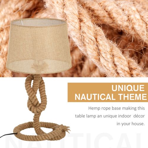 Hemp Rope Linen Shade Table Lamp Beige - Lamp from HOMCOM