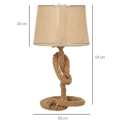 Hemp Rope Linen Shade Table Lamp Beige - Lamp from HOMCOM
