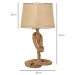 HOMCOM Hemp Rope Linen Shade Table Lamp Beige - Lamp