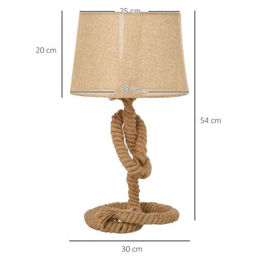 HOMCOM Hemp Rope Linen Shade Table Lamp Beige - Lamp