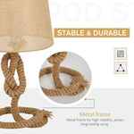 HOMCOM Hemp Rope Linen Shade Table Lamp Beige - Lamp