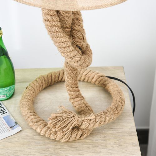Hemp Rope Linen Shade Table Lamp Beige - Lamp from HOMCOM