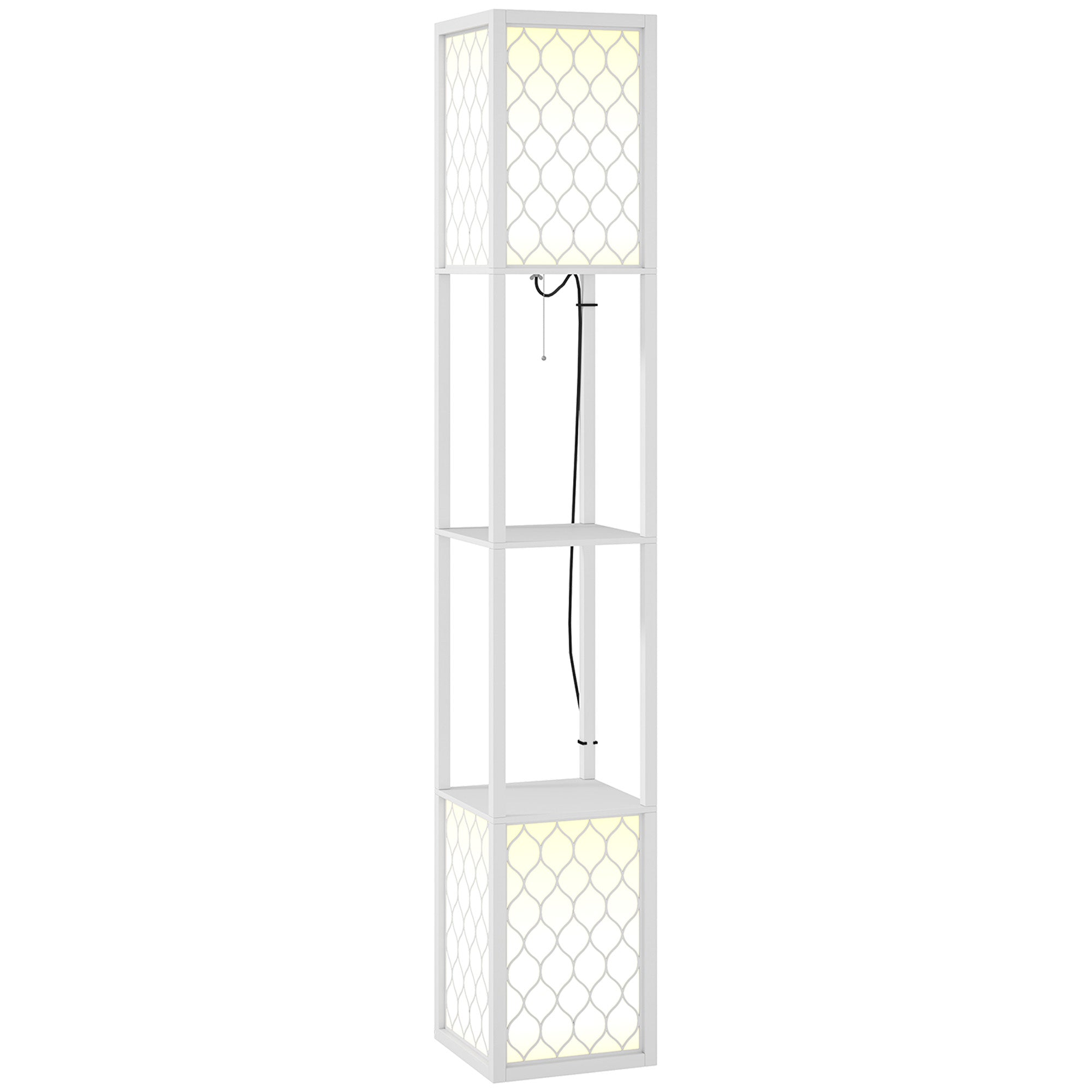 HOMCOM 2-Light Modern Floor Lamp with Shelves for Living Room, Bedroom, White - Lamp from HOMCOM