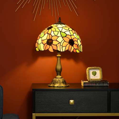 HOMCOM Antique Table Lamp, for Bedroom Bedside, Bulb not Included, Sunflower - Lamp from HOMCOM