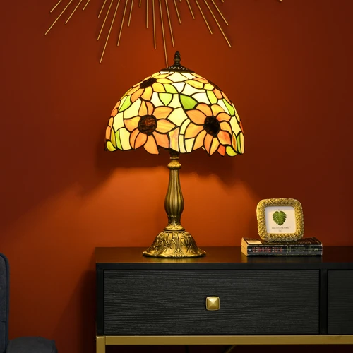 HOMCOM Antique Table Lamp, for Bedroom Bedside, Bulb not Included, Sunflower by HOMCOM