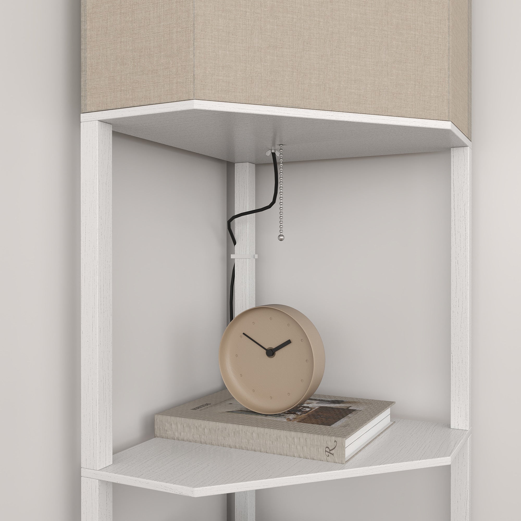 HOMCOM Corner Modern Floor Lamp with Shelves for Living Room, Bedroom, White - Lamp from HOMCOM