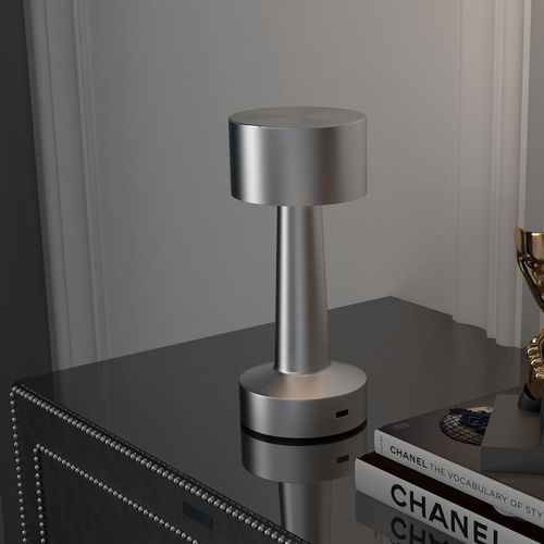 HOMCOM LED Cordless Table Lamp with Battery Operated for Bedroom, Silver - Lamp from HOMCOM