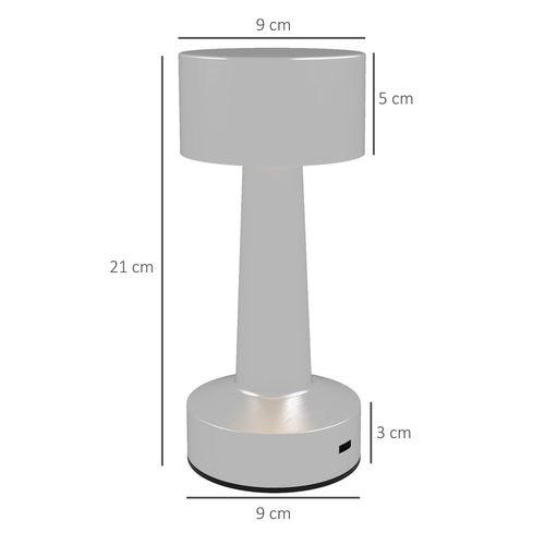 HOMCOM LED Cordless Table Lamp with Battery Operated for Bedroom, Silver - Lamp from HOMCOM