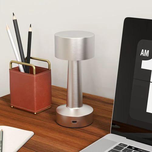 HOMCOM HOMCOM LED Cordless Table Lamp with Battery Operated for Bedroom, Silver - Lamp