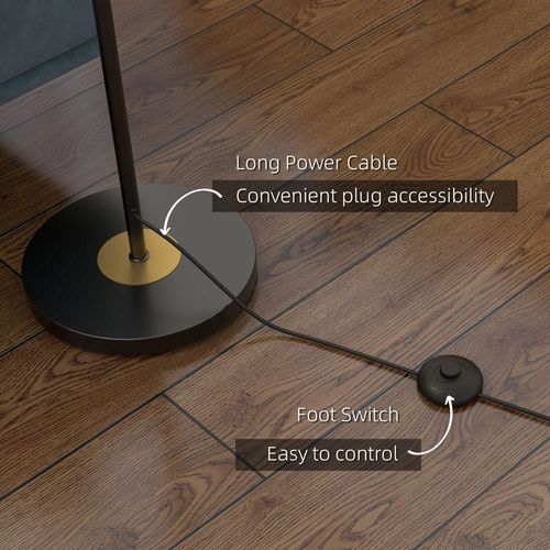 HOMCOM Modern Floor Lamp with Glass Global Shade, 3 Light, for Living Room - Lamp from HOMCOM