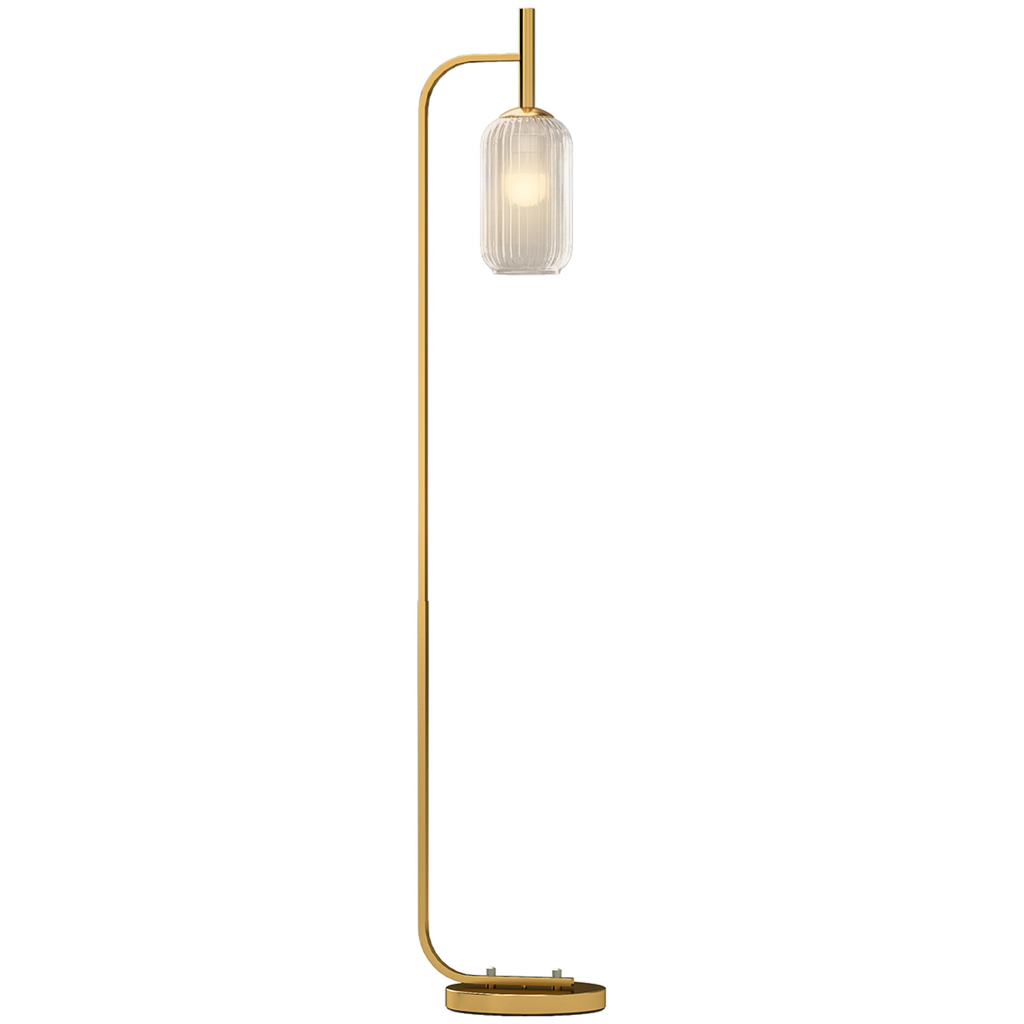 HOMCOM Modern Floor Lamp with Glass Lampshade, Foot Switch for Living Room - Lamp from HOMCOM