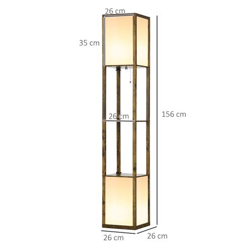 HOMCOM Shelf Floor Lamp with Dual Light, for Living Room, Bedroom, Brown - Lamp from HOMCOM