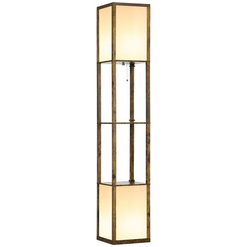 HOMCOM Shelf Floor Lamp with Dual Light, for Living Room, Bedroom, Brown - Lamp from HOMCOM