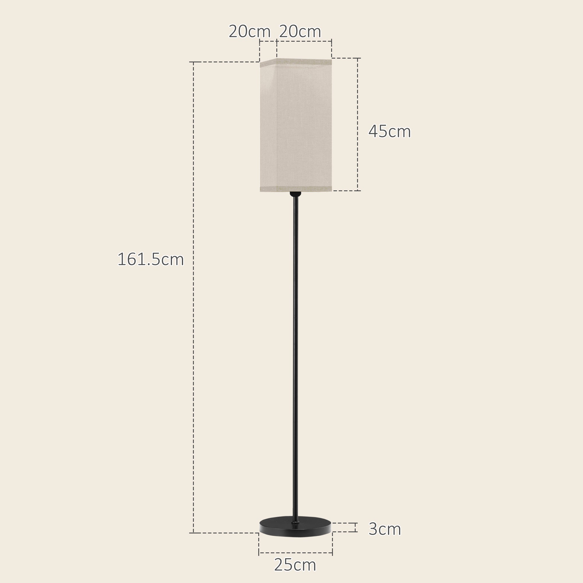 HOMCOM Standing Floor Lamp with Linen Shade for Living Room, Bedroom, Black - Lamp from HOMCOM