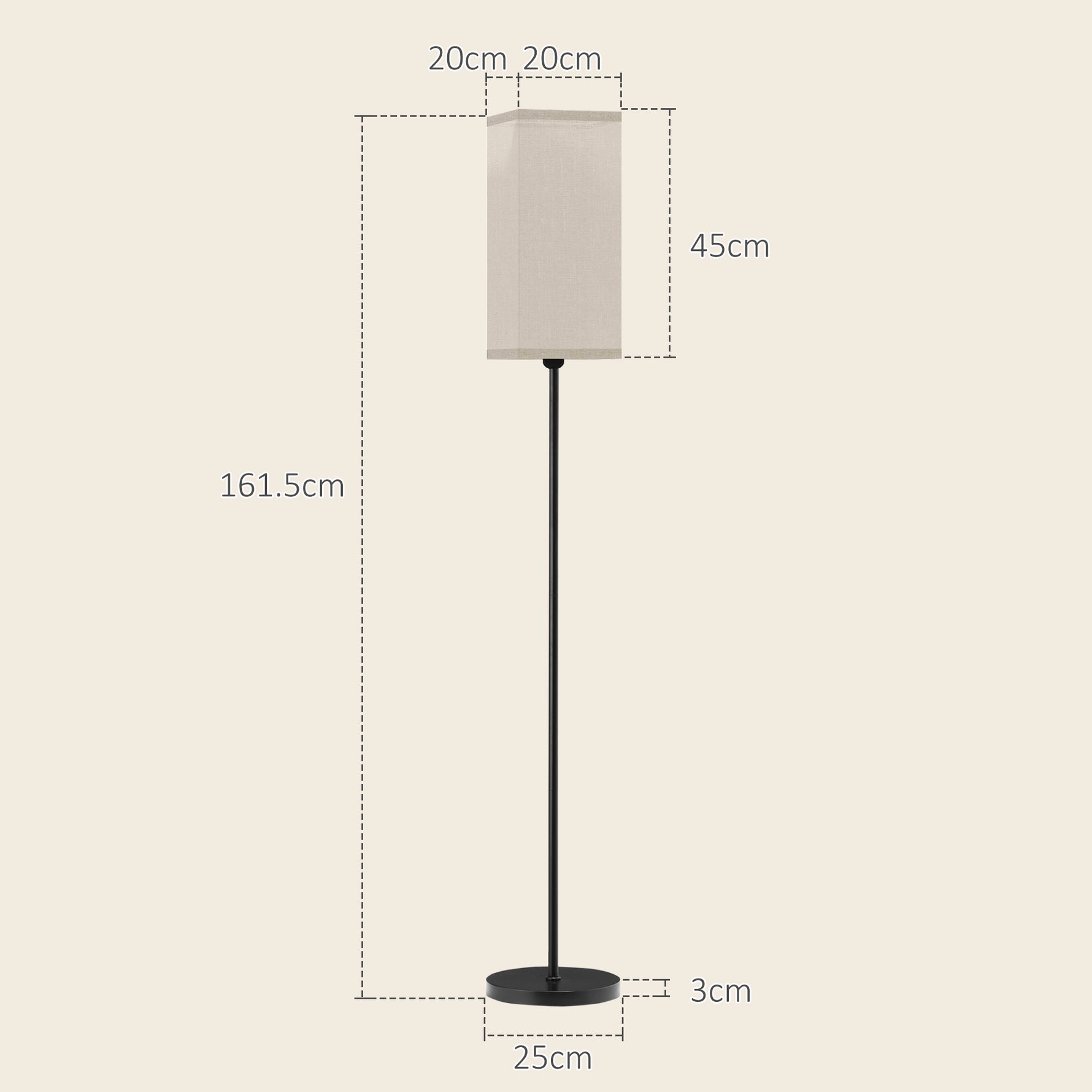 HOMCOM Standing Floor Lamp with Linen Shade for Living Room, Bedroom, Black - Lamp from HOMCOM