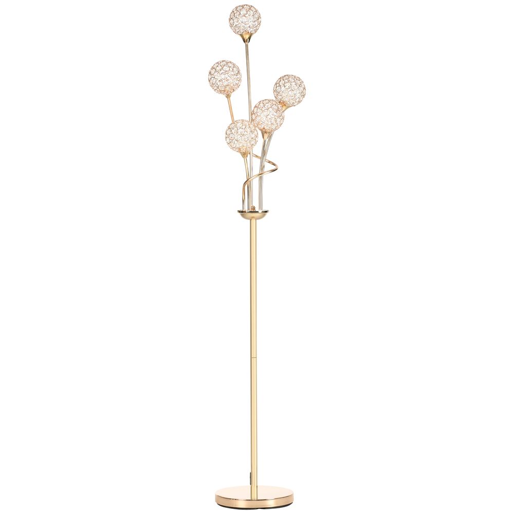 K9 Crystal Floor Lamp for Living Room, 5 Light Upright Standing Lamp, Gold - Lamp from HOMCOM