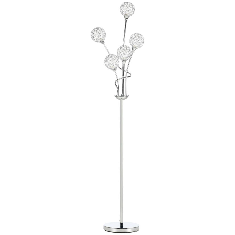 K9 Crystal Floor Lamp for Living Room, 5 Light Upright Standing Lamp, Silver - Lamp from HOMCOM