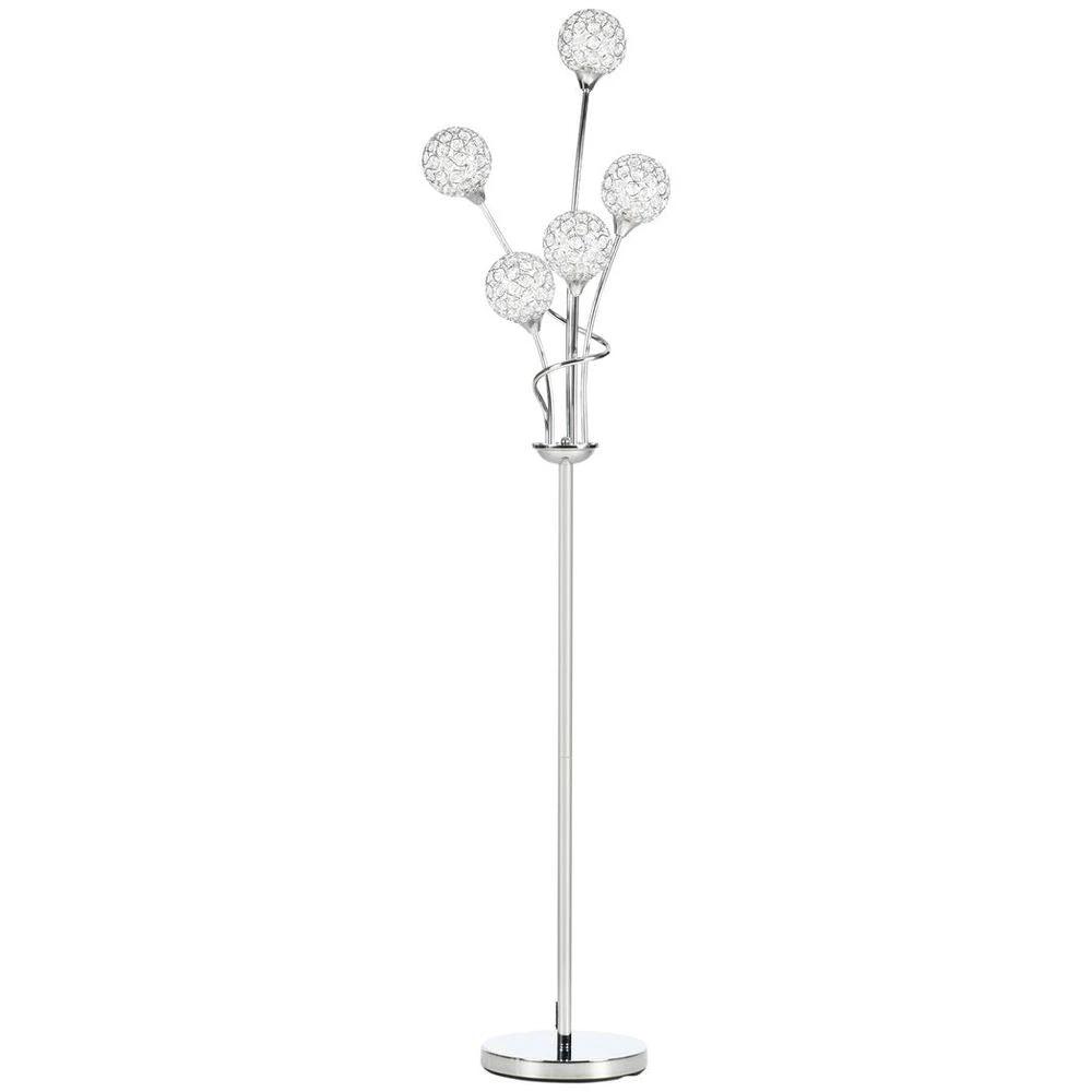 K9 Crystal Floor Lamp for Living Room, 5 Light Upright Standing Lamp, Silver by HOMCOM
