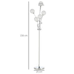 K9 Crystal Floor Lamp for Living Room, 5 Light Upright Standing Lamp, Silver - Lamp from HOMCOM