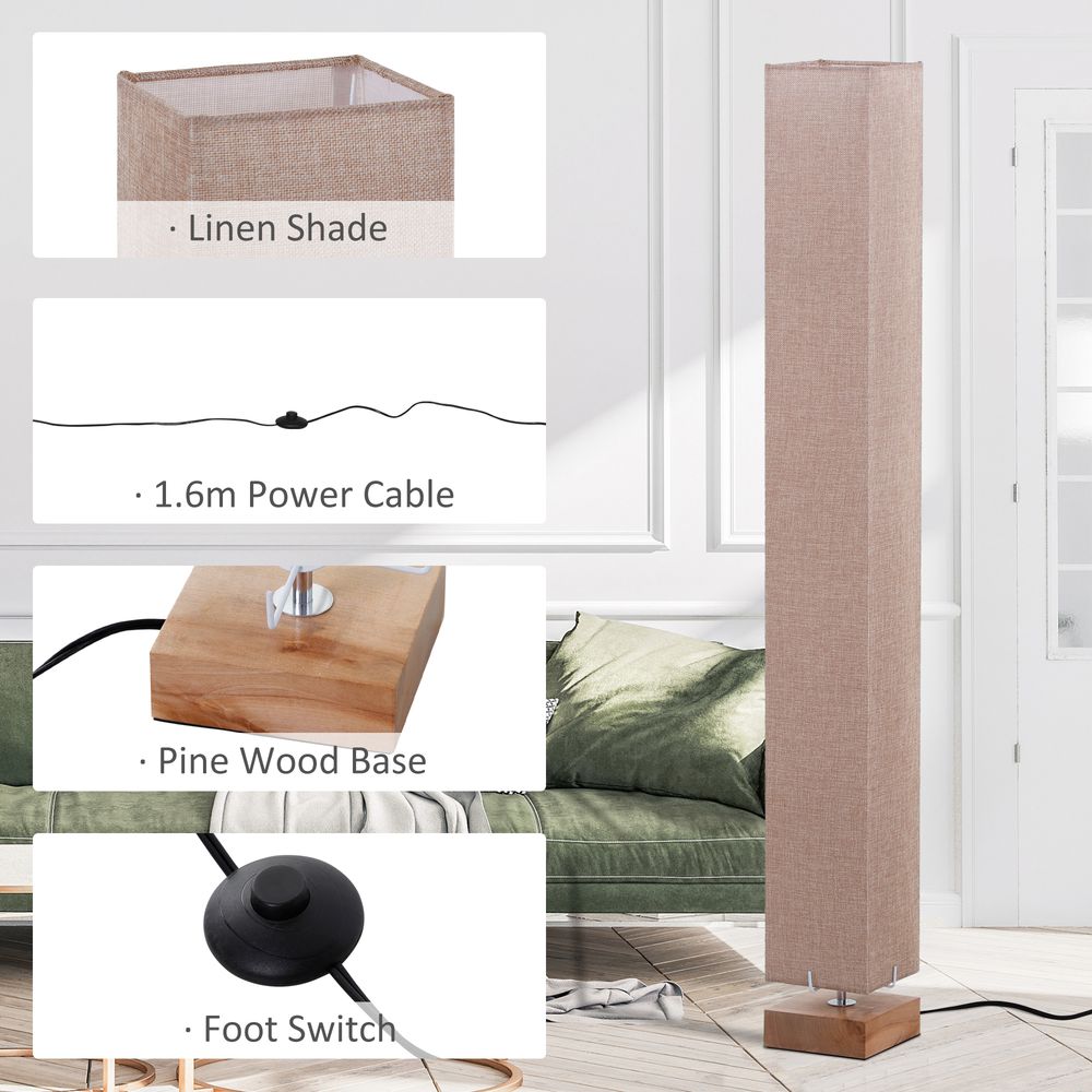 Linen Shade Tall Floor Lamp Beige - Lamp from HOMCOM