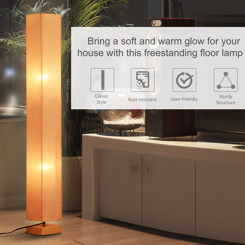 Linen Shade Tall Floor Lamp Beige - Lamp from HOMCOM