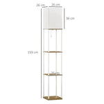 HOMCOM Modern Floor Lamp with Shelves and Fabric Lampshade for Living Room - Uncategorized Lamp