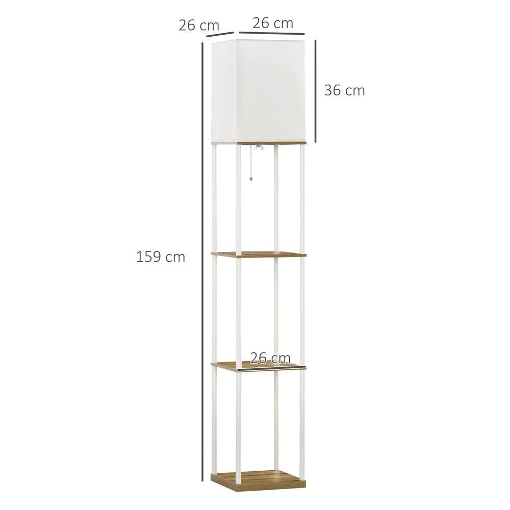 HOMCOM Modern Floor Lamp with Shelves and Fabric Lampshade for Living Room - Uncategorized Lamp