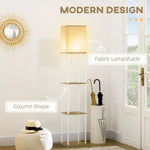 HOMCOM Modern Floor Lamp with Shelves and Fabric Lampshade for Living Room - Uncategorized Lamp