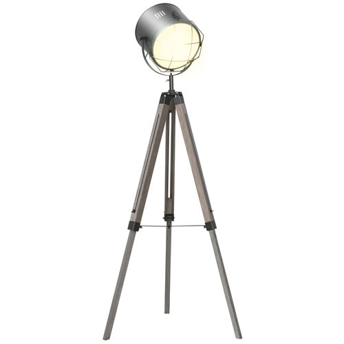 Pine Wood Tripod Spotlight Floor Lamp Brown/Black - Lamp from HOMCOM