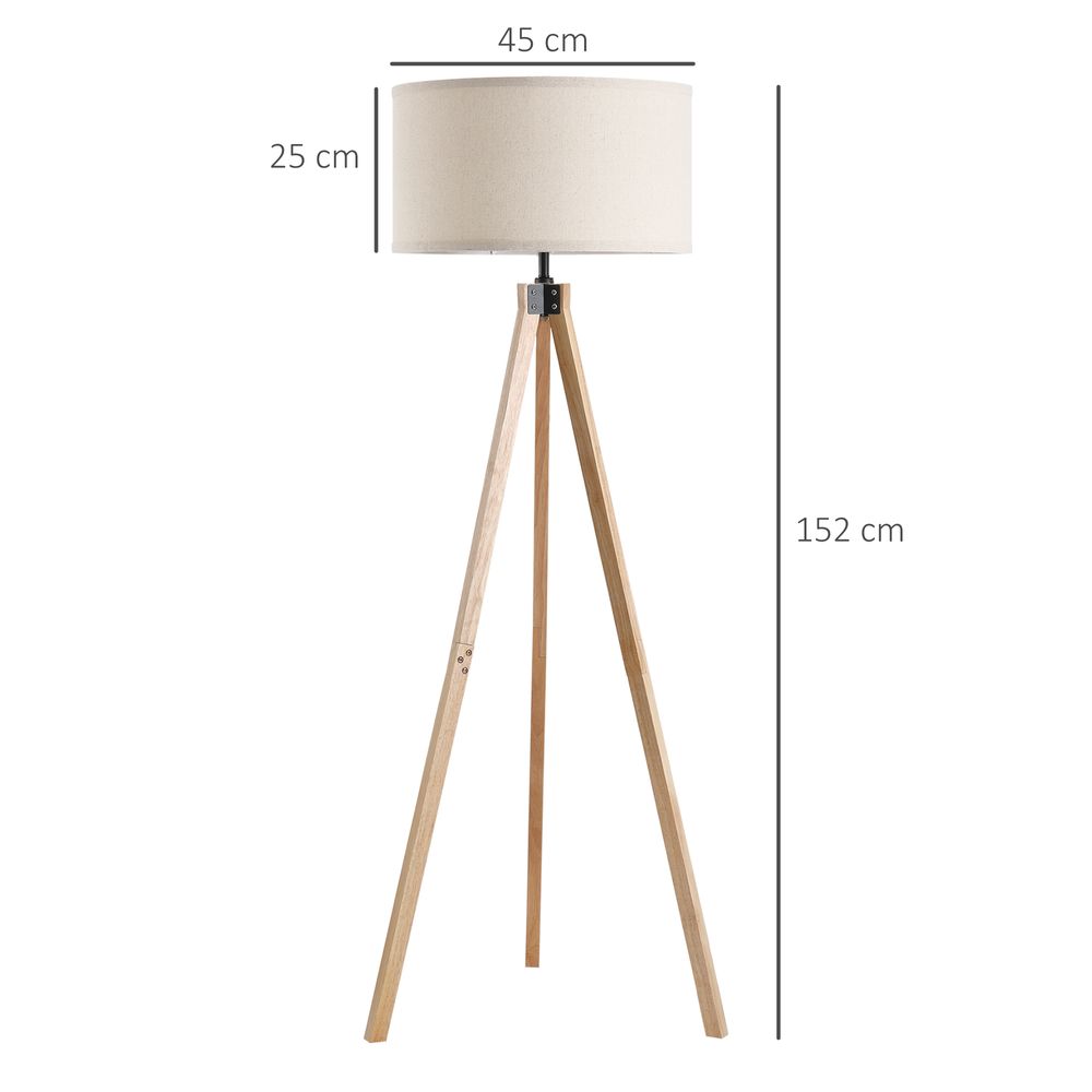 Rubber Wood Tripod Floor Lamp Beige - Lamp from HOMCOM