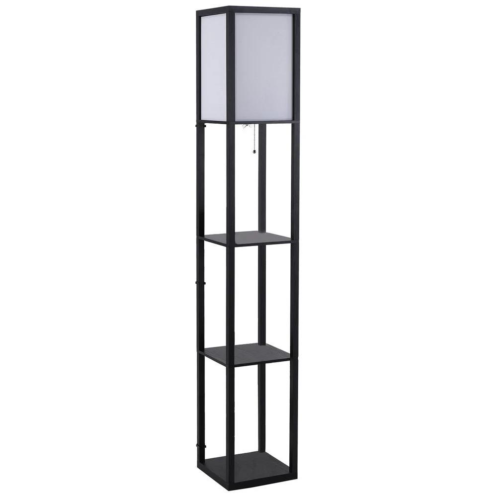 HOMCOM Shelf Floor Lamp, 4-tier Open Shelves, 26L x 26W x 160Hcm-Black/White - Uncategorized Lamp