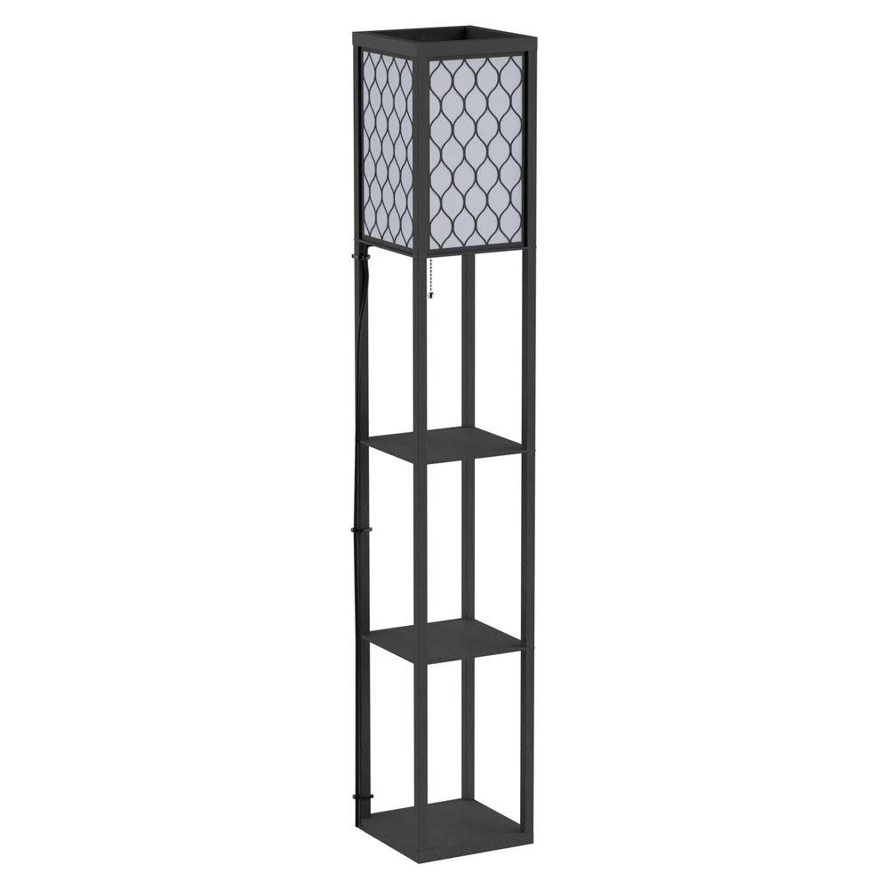 HOMCOM Shelf Floor Lamp W/4-tier Open Shelves Wooden, 26L x 26W x 160Hcm-Black/White - Uncategorized Lamp