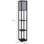 Shelf Floor Lamp W/4-tier Open Shelves Wooden, 26L x 26W x 160Hcm-Black/White - Lamp from HOMCOM