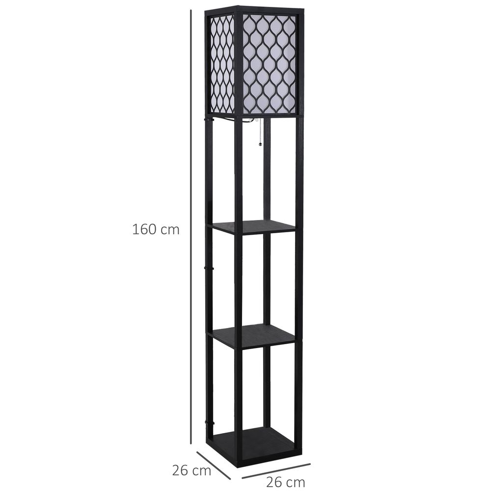 Shelf Floor Lamp W/4-tier Open Shelves Wooden, 26L x 26W x 160Hcm-Black/White - Lamp from HOMCOM